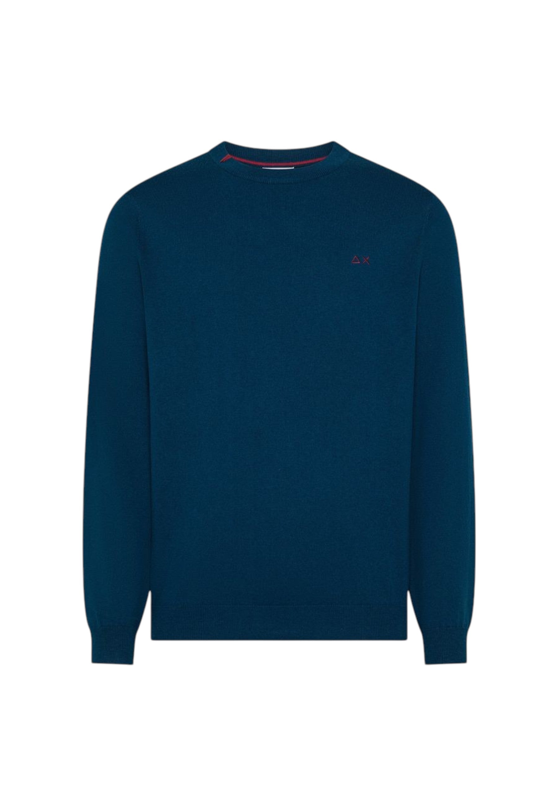 Maglione girocollo da uomo in cotone con logo Frontale Petrolio