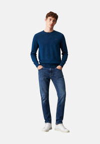 Maglione girocollo da uomo in cotone con logo Frontale Petrolio