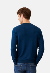 Maglione girocollo da uomo in cotone con logo Frontale Petrolio