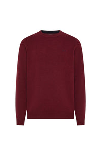 Maglione girocollo da uomo in cotone con logo Frontale Bordeaux