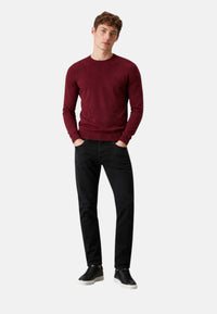 Maglione girocollo da uomo in cotone con logo Frontale Bordeaux