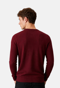 Maglione girocollo da uomo in cotone con logo Frontale Bordeaux