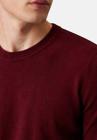 Maglione girocollo da uomo in cotone con logo Frontale Bordeaux