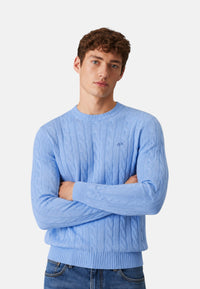 Maglione girocollo da uomo in cotone con logo Frontale Tortora