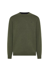 Maglione girocollo da uomo in cotone con logo Frontale Militare Scuro