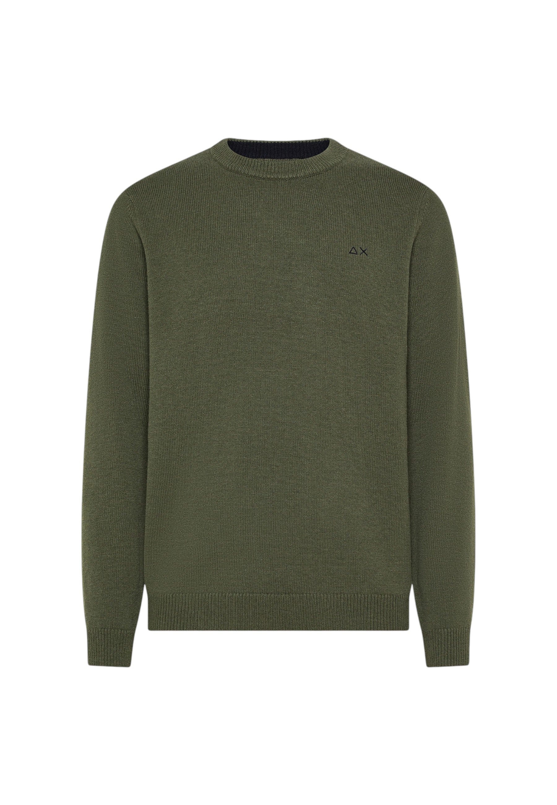Maglione girocollo da uomo in cotone con logo Frontale Militare Scuro