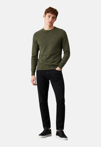 Maglione girocollo da uomo in cotone con logo Frontale Militare Scuro