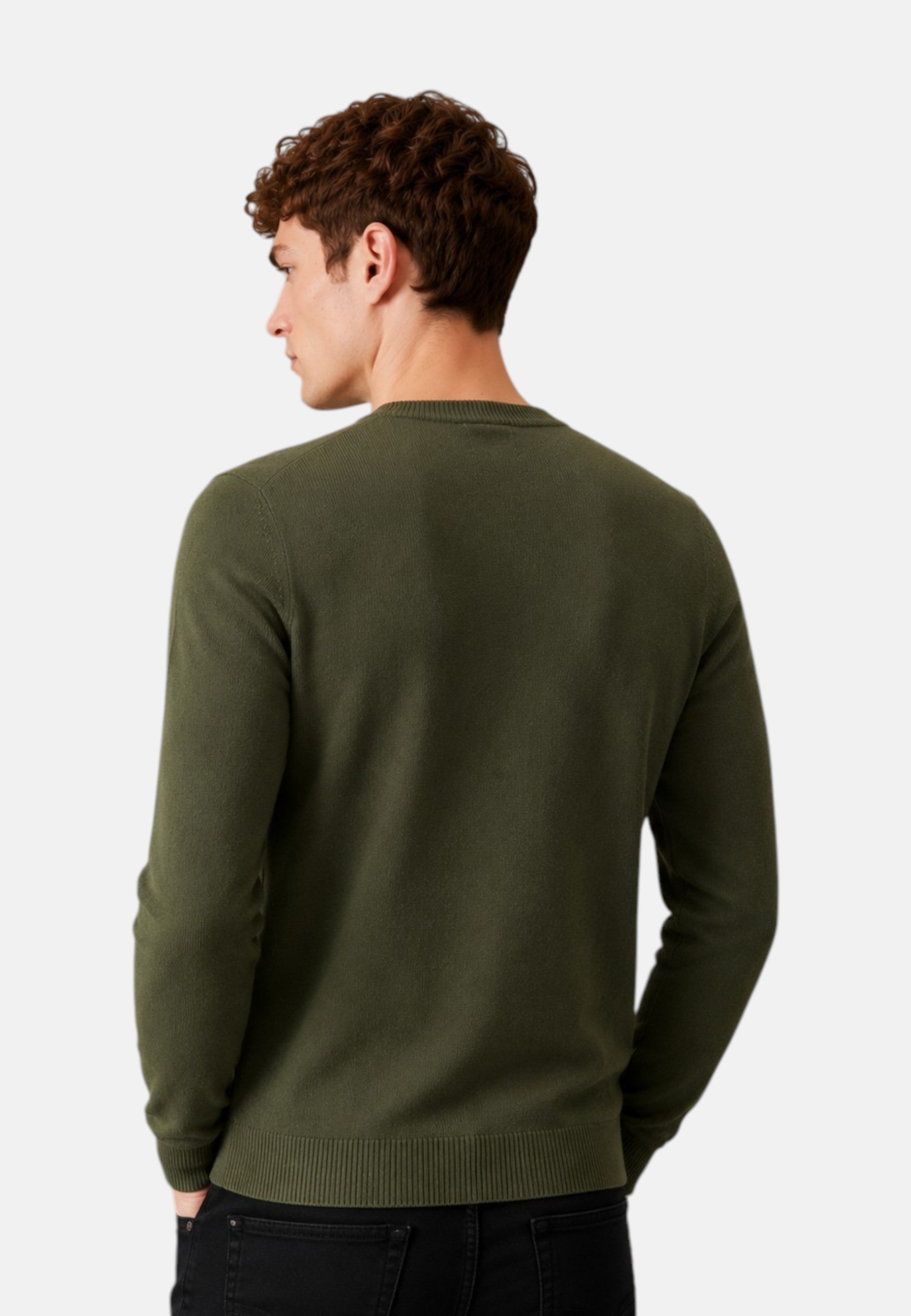 Maglione girocollo da uomo in cotone con logo Frontale Militare Scuro