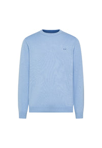 Maglione girocollo da uomo in cotone con logo Frontale Sky Blue