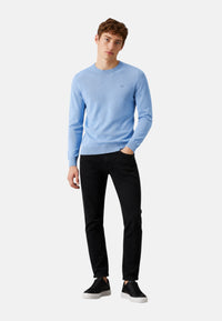 Maglione girocollo da uomo in cotone con logo Frontale Sky Blue