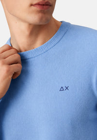 Maglione girocollo da uomo in cotone con logo Frontale Sky Blue