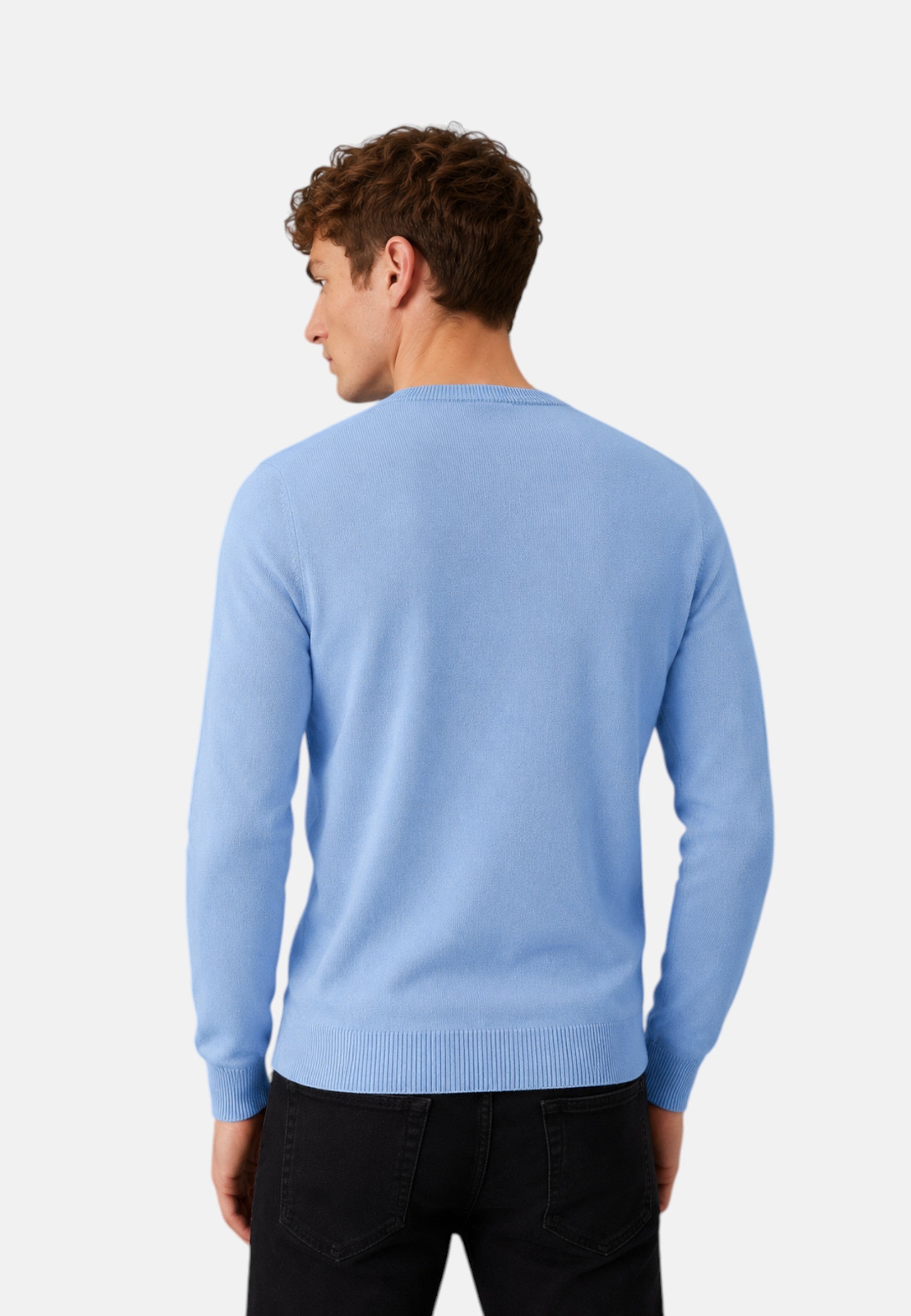 Maglione girocollo da uomo in cotone con logo Frontale Sky Blue