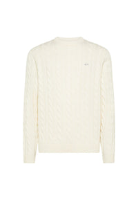 Maglione da Uomo in lana e cashmere a trecce Sun68 Bianco Panna