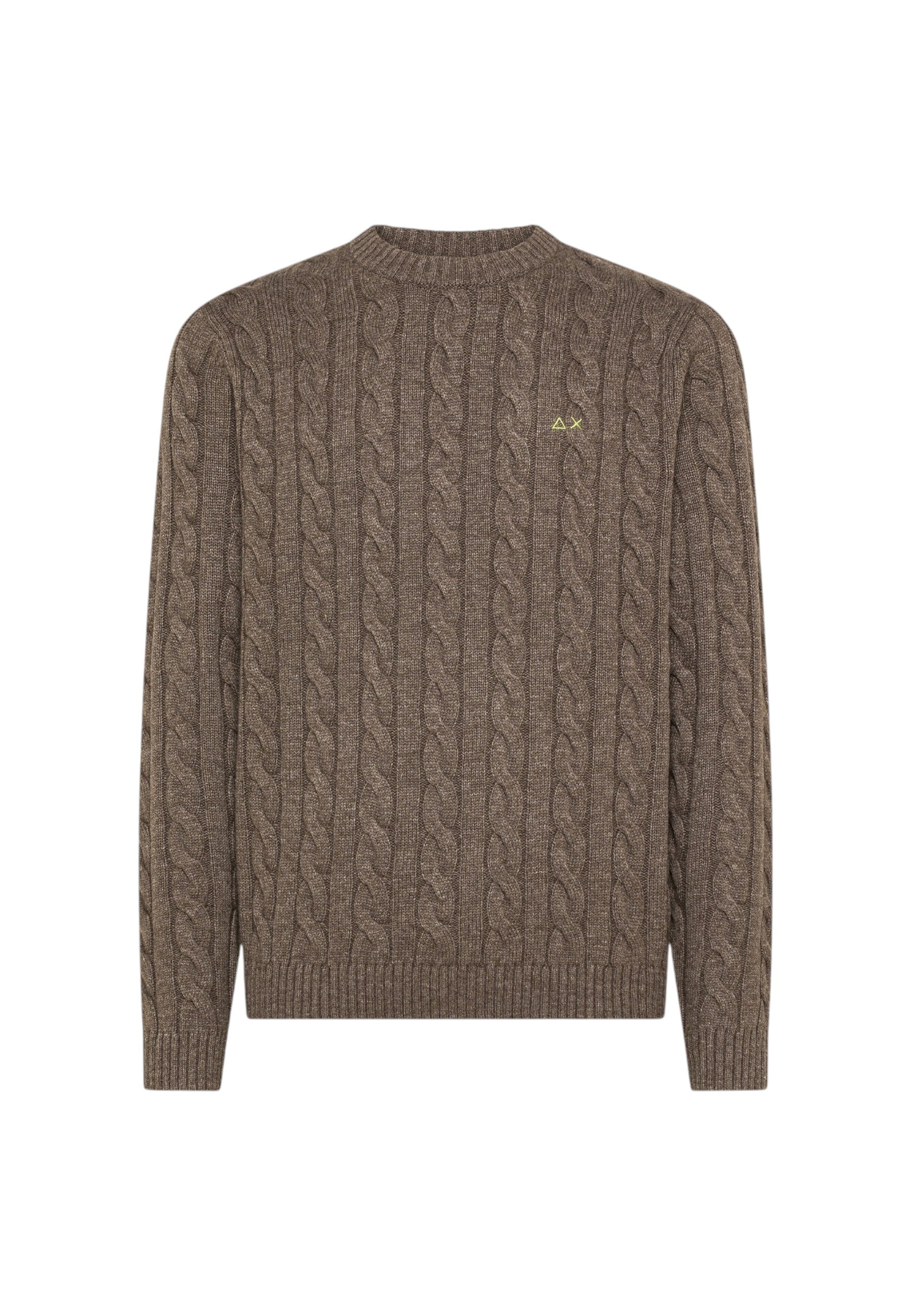 Maglione da Uomo in lana e cashmere a trecce Sun68 Tortora