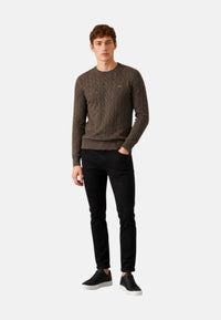 Maglione da Uomo in lana e cashmere a trecce Sun68 Tortora