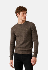 Maglione da Uomo in lana e cashmere a trecce Sun68 Tortora