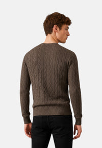 Maglione da Uomo in lana e cashmere a trecce Sun68 Tortora
