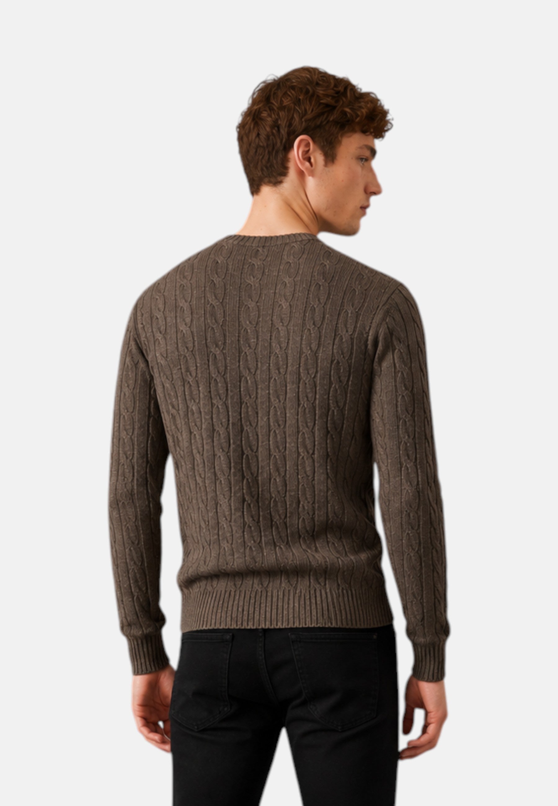 Maglione da Uomo in lana e cashmere a trecce Sun68 Tortora