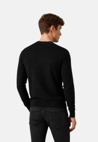 Maglione girocollo da uomo in cotone e Lana con logo Frontale Sun68 Nero