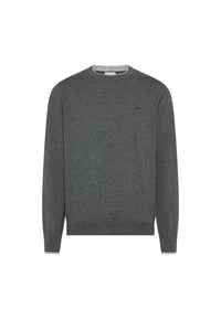 Maglione girocollo da uomo in cotone e Lana con logo Frontale Sun68 Grigio Scuro