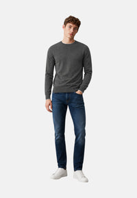 Maglione girocollo da uomo in cotone e Lana con logo Frontale Sun68 Grigio Scuro