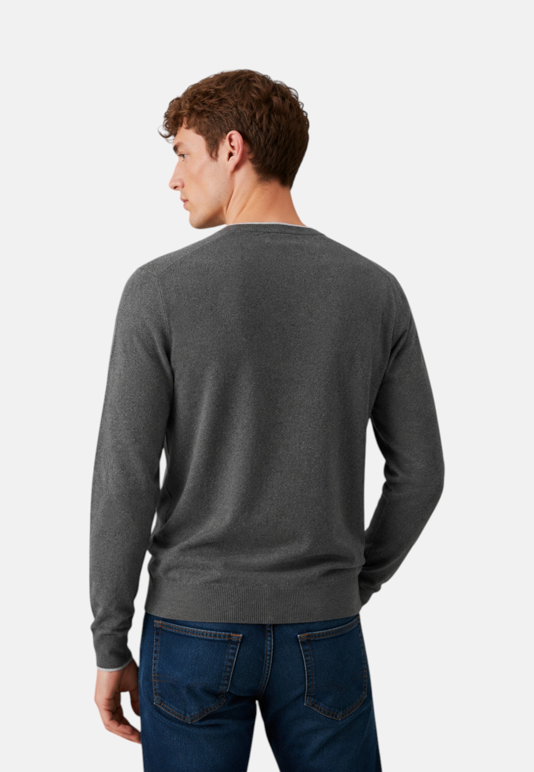 Maglione girocollo da uomo in cotone e Lana con logo Frontale Sun68 Grigio Scuro