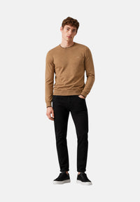 Maglione girocollo da uomo in cotone e Lana con logo Frontale Sun68 Cammello