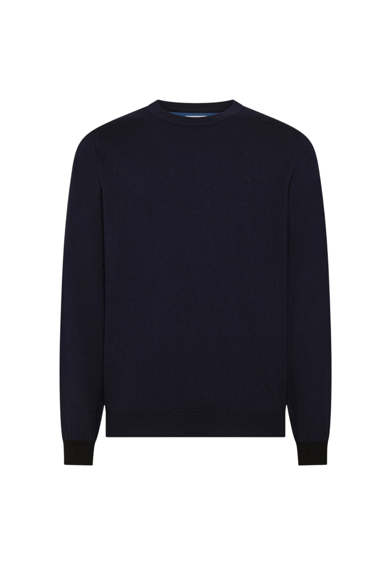 Maglione in cotone e lana da Uomo Sun68 Navy Blue