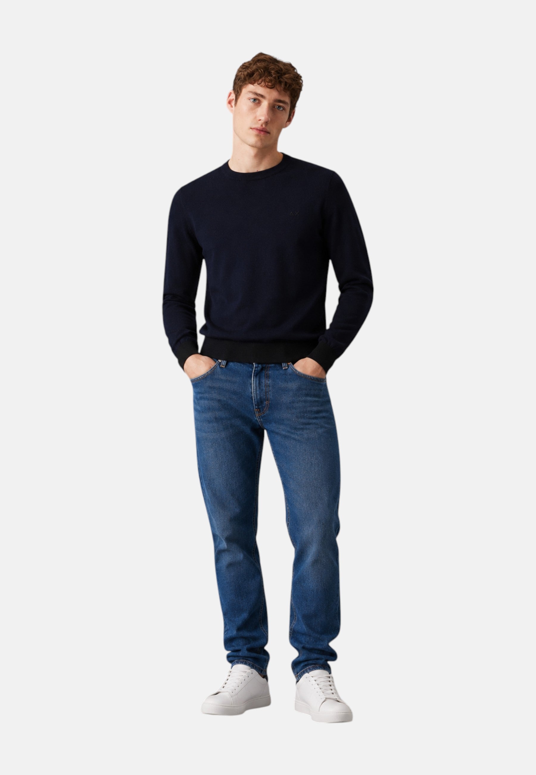 Maglione in cotone e lana da Uomo Sun68 Navy Blue