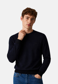 Maglione in cotone e lana da Uomo Sun68 Navy Blue