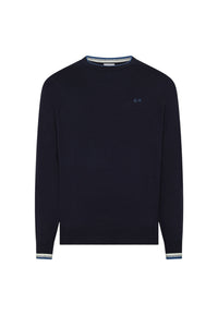 Maglia da Uomo in lana e cotone con righe Sun68 Navy Blue