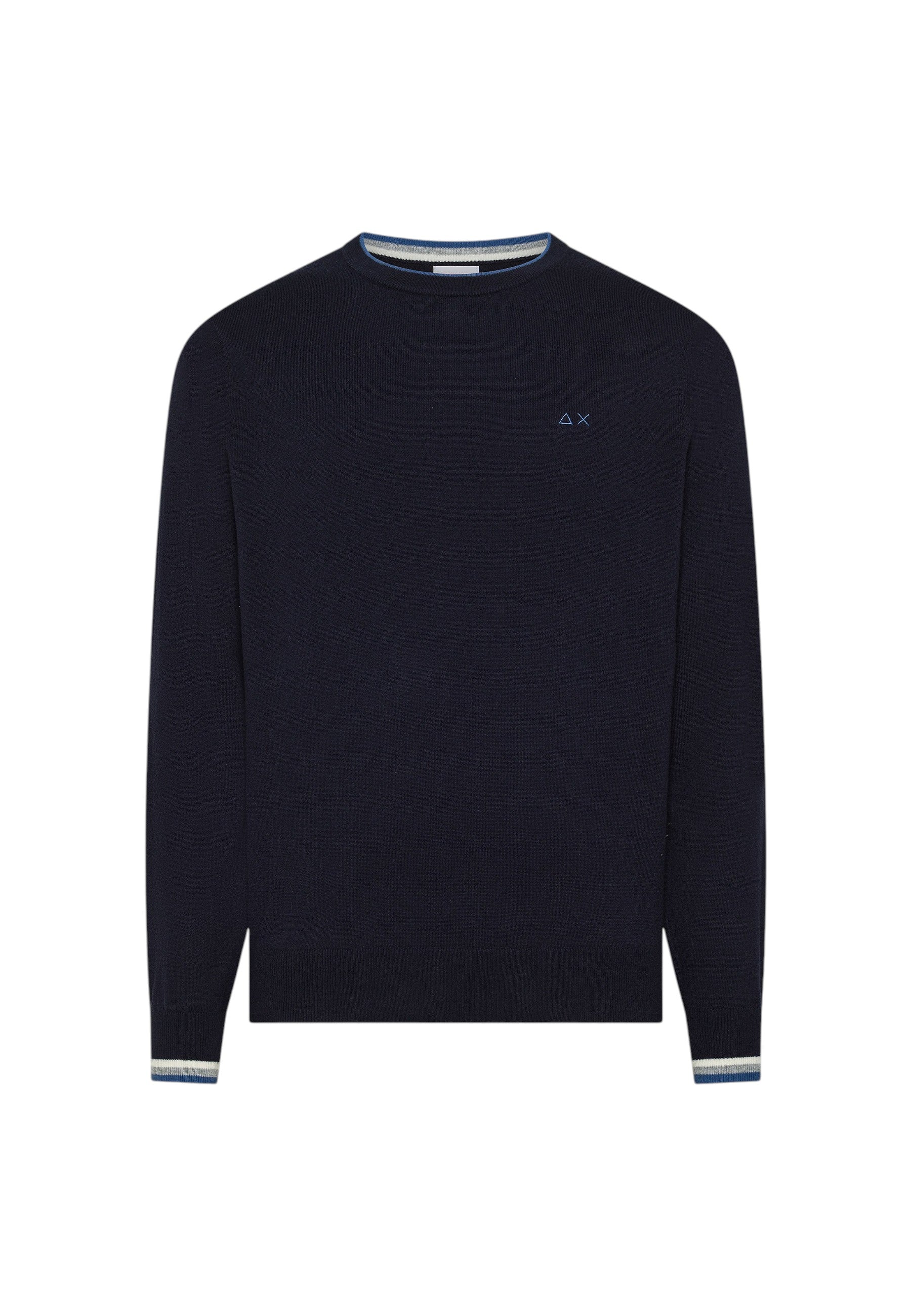 Maglia da Uomo in lana e cotone con righe Sun68 Navy Blue
