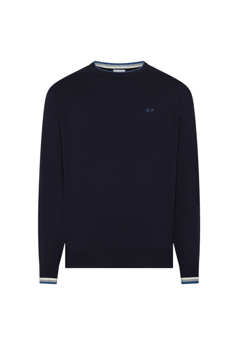 Maglia da Uomo in lana e cotone con righe Sun68 Navy Blue