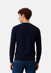 Maglia da Uomo in lana e cotone con righe Sun68 Navy Blue