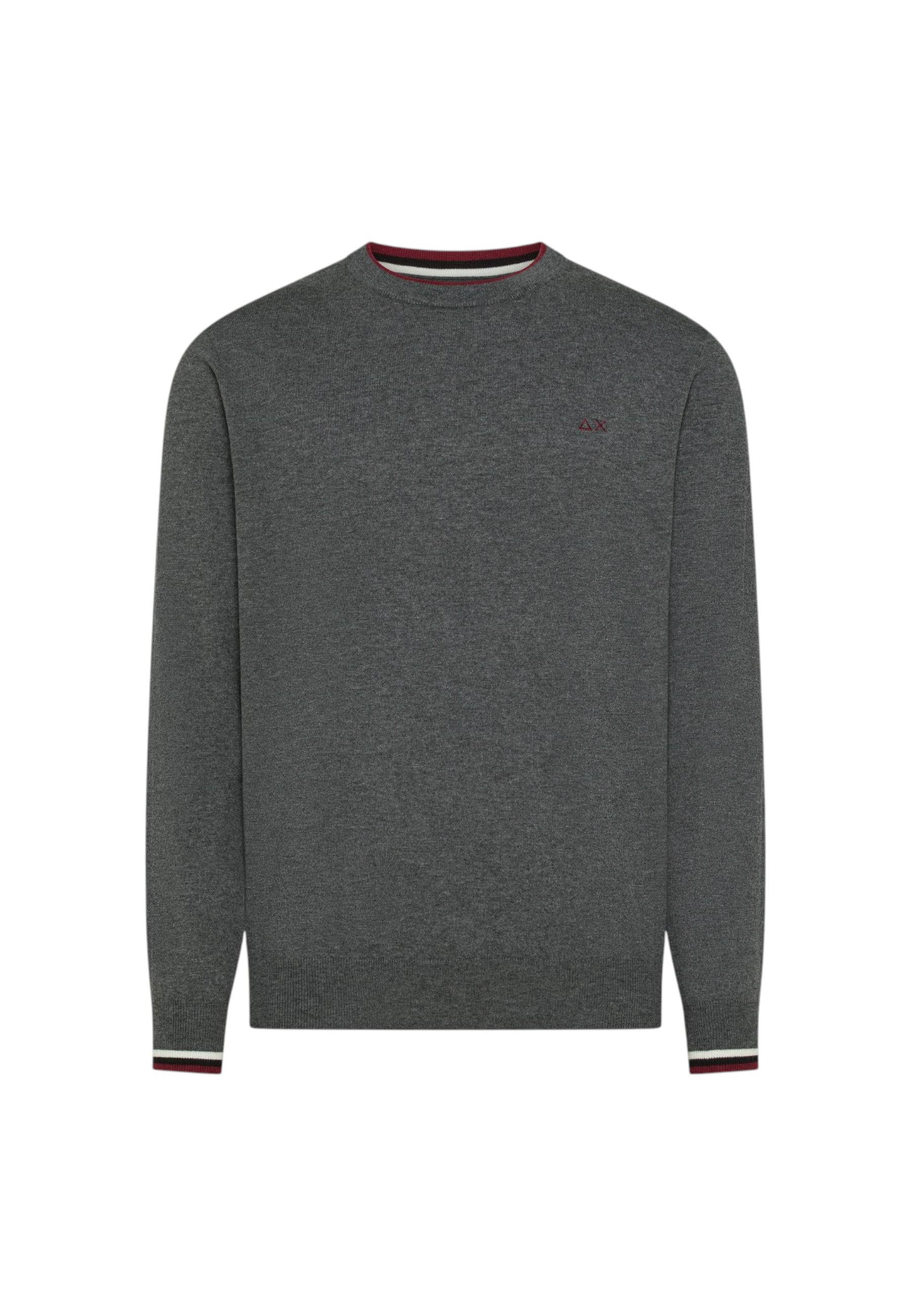 Maglia da Uomo in lana e cotone con righe Sun68 Grigio Scuro