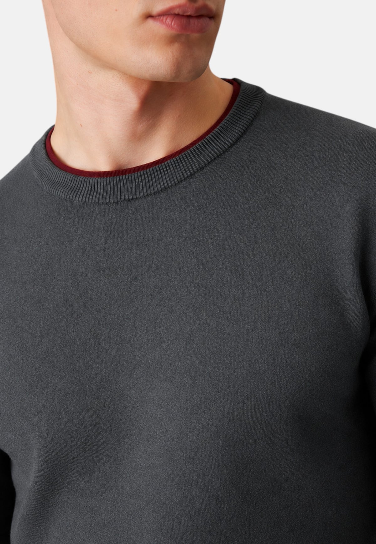 Maglia da Uomo in lana e cotone con righe Sun68 Grigio Scuro