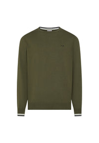Maglia da Uomo in lana e cotone con righe Sun68 Militare Scuro