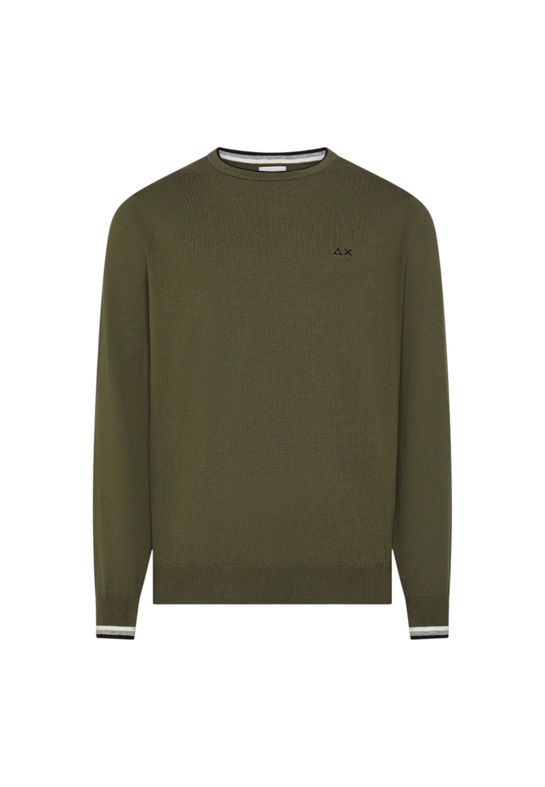 Maglia da Uomo in lana e cotone con righe Sun68 Militare Scuro