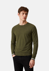 Maglia da Uomo in lana e cotone con righe Sun68 Militare Scuro
