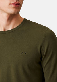 Maglia da Uomo in lana e cotone con righe Sun68 Militare Scuro