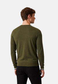 Maglia da Uomo in lana e cotone con righe Sun68 Militare Scuro
