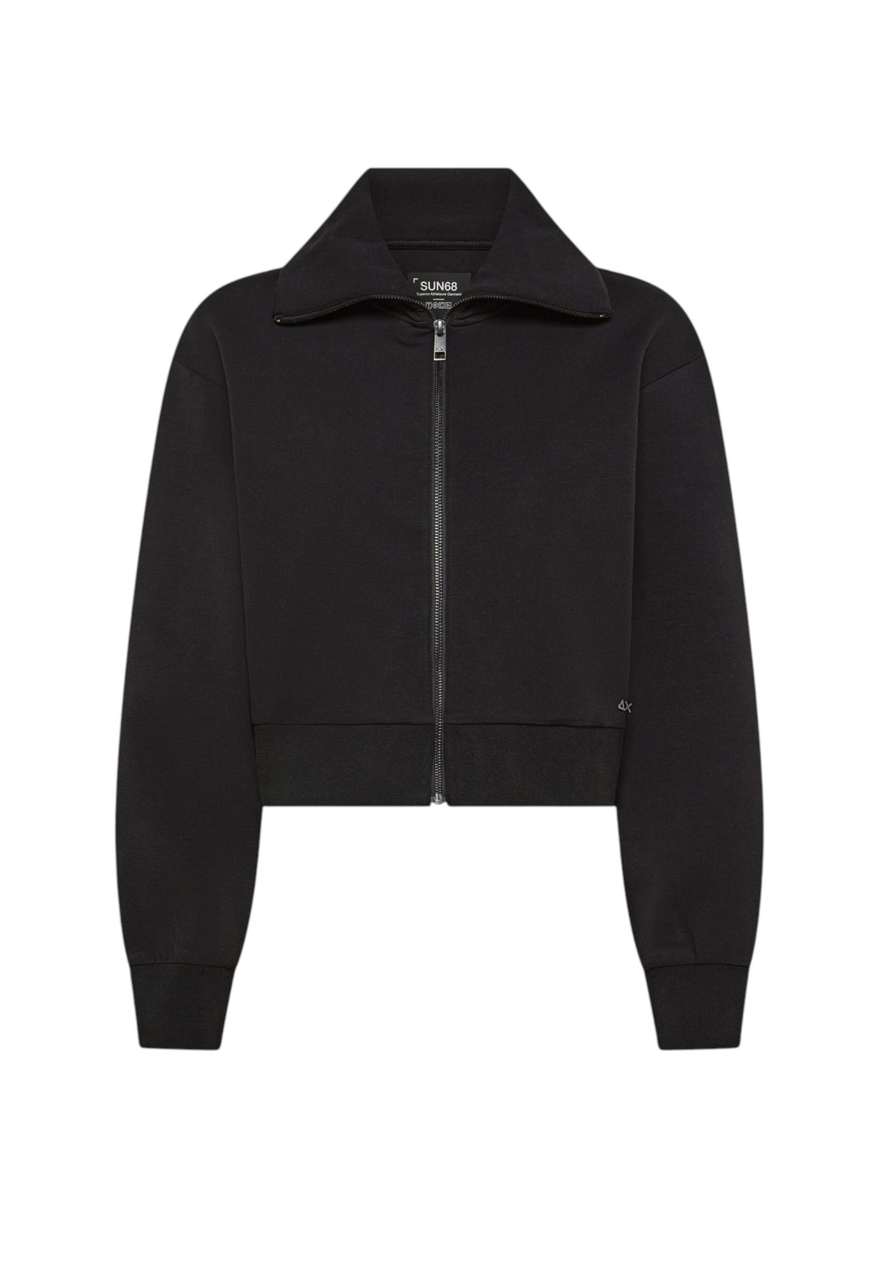 Felpa in cotone con zip da Donna con logo Frontale Nero
