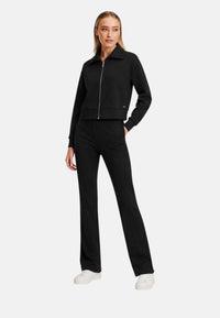 Felpa in cotone con zip da Donna con logo Frontale Nero