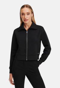 Felpa in cotone con zip da Donna con logo Frontale Nero