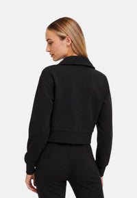 Felpa in cotone con zip da Donna con logo Frontale Nero