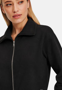 Felpa in cotone con zip da Donna con logo Frontale Nero
