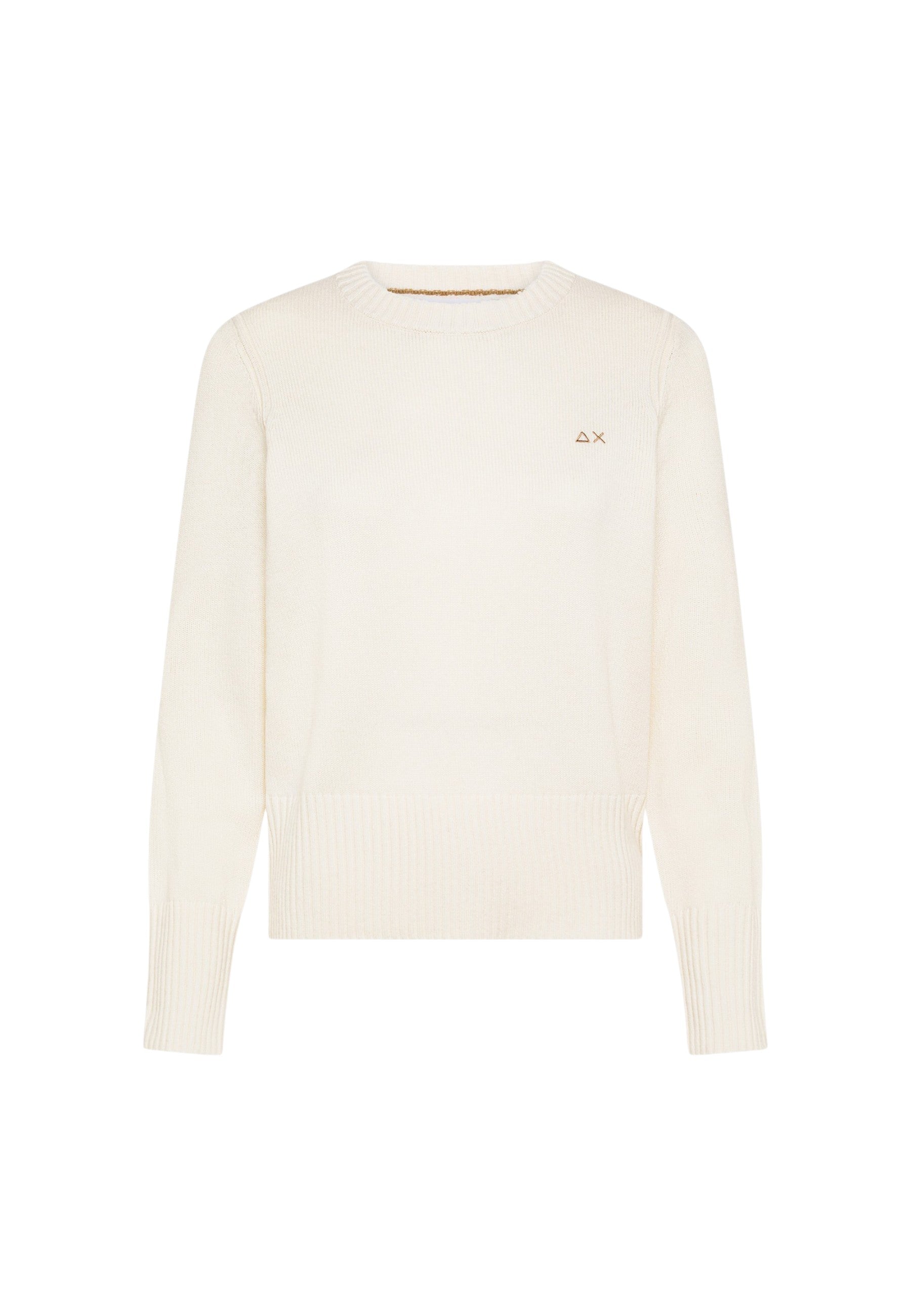 Maglione da Donna girocollo in lana e cashmere Sun68 Bianco Panna