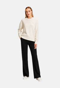 Maglione da Donna girocollo in lana e cashmere Sun68 Bianco Panna