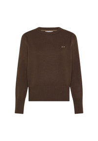 Maglione da Donna girocollo in lana e cashmere Sun68 Testa Di Moro