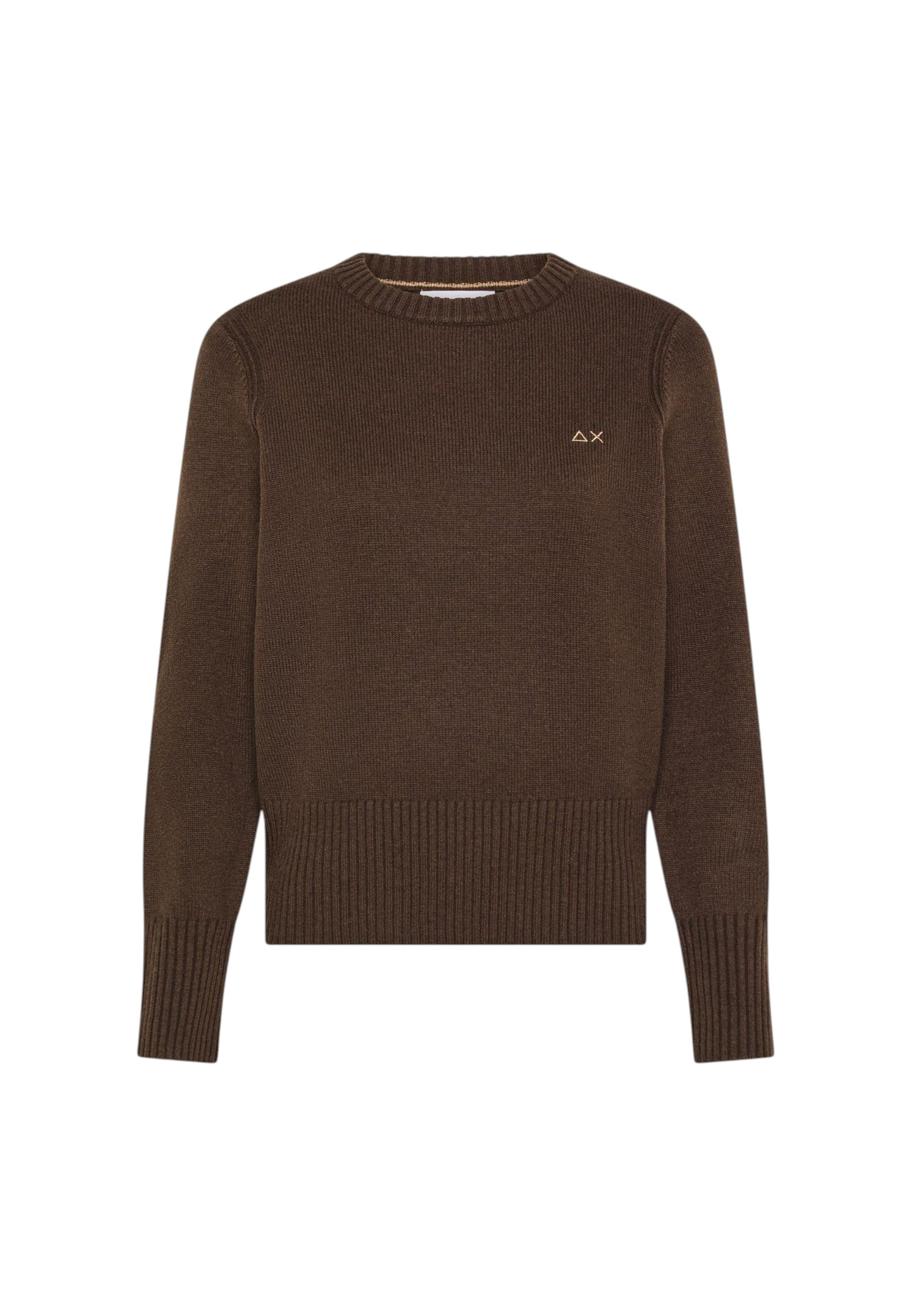 Maglione da Donna girocollo in lana e cashmere Sun68 Testa Di Moro